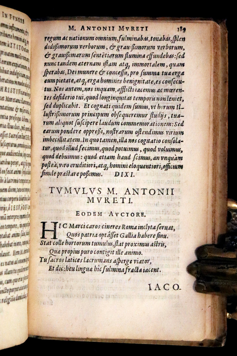 1592 Scarce Latin Vellum Book - Works of French Humanist Marc Antoine Muret.