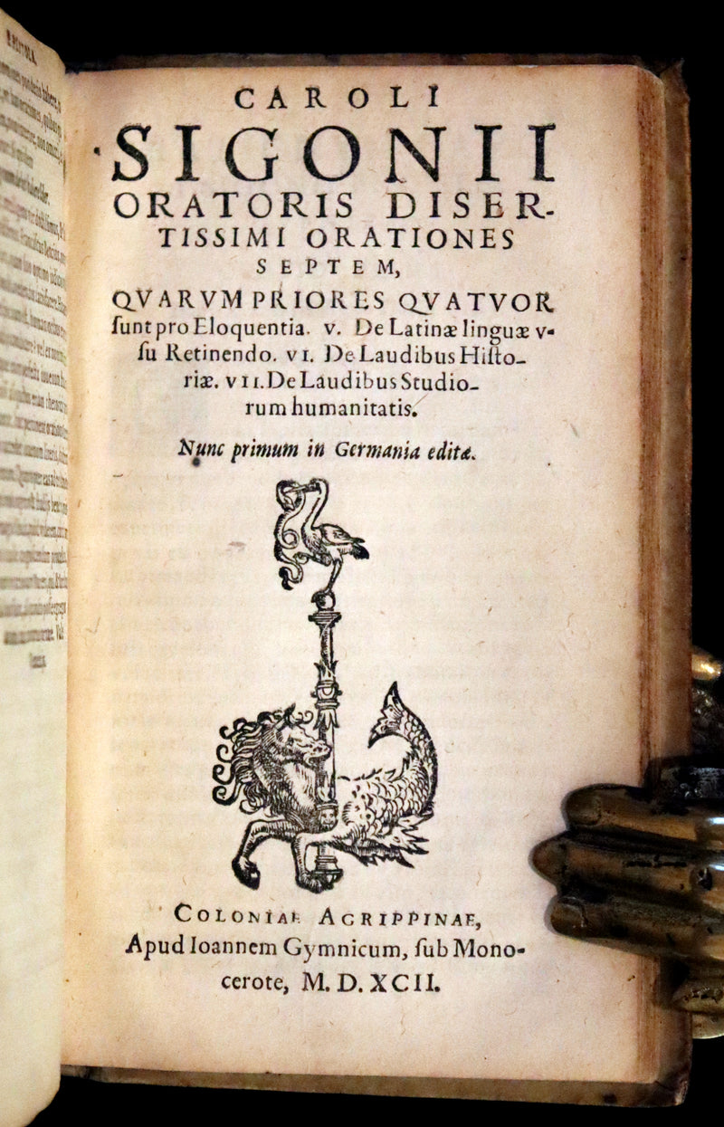 1592 Scarce Latin Vellum Book - Works of French Humanist Marc Antoine Muret.