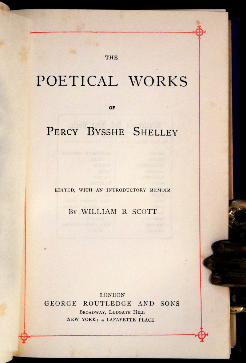 1880 Rare Victorian Book - The Poetical Works of Percy Bysshe Shelley. Illustrated.