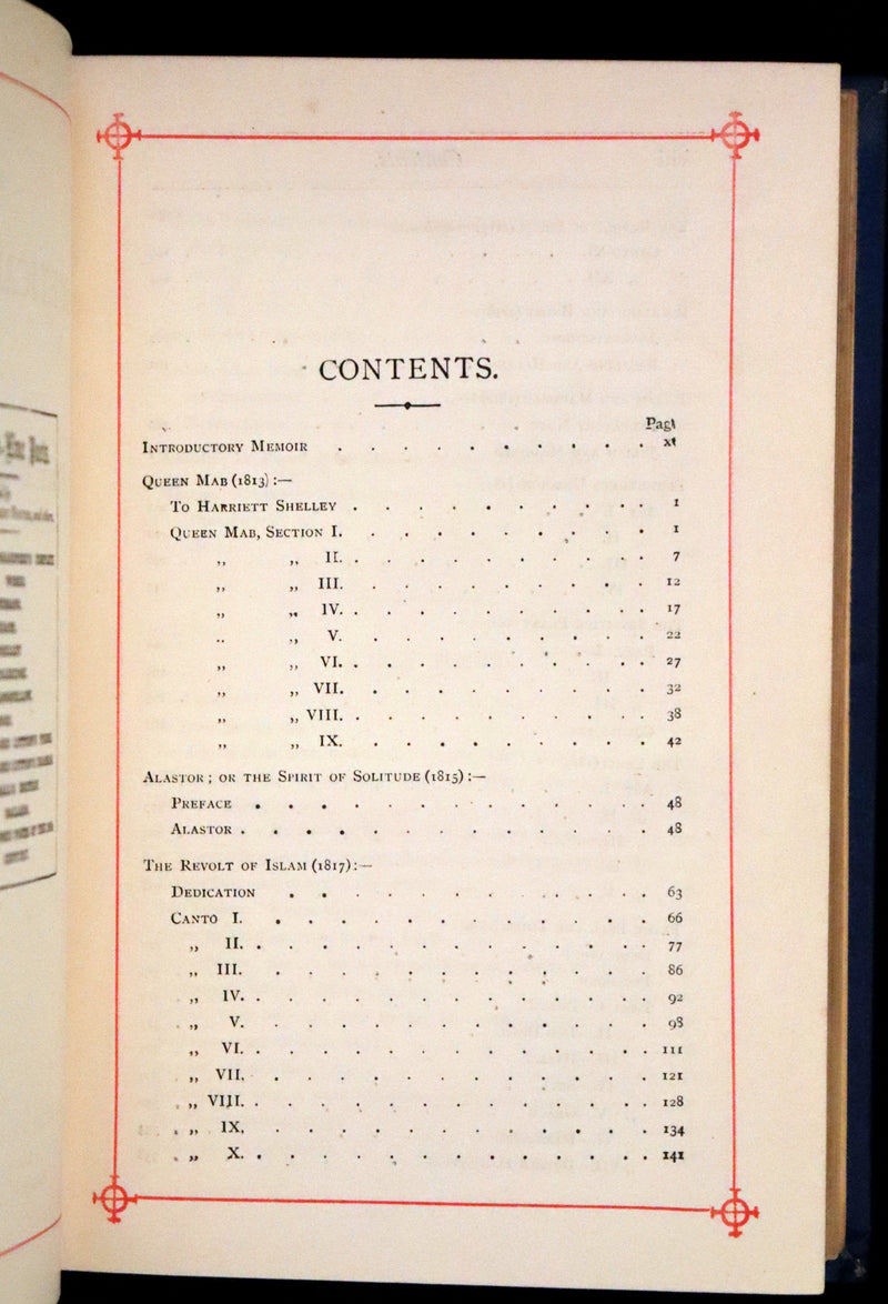1880 Rare Victorian Book - The Poetical Works of Percy Bysshe Shelley. Illustrated.