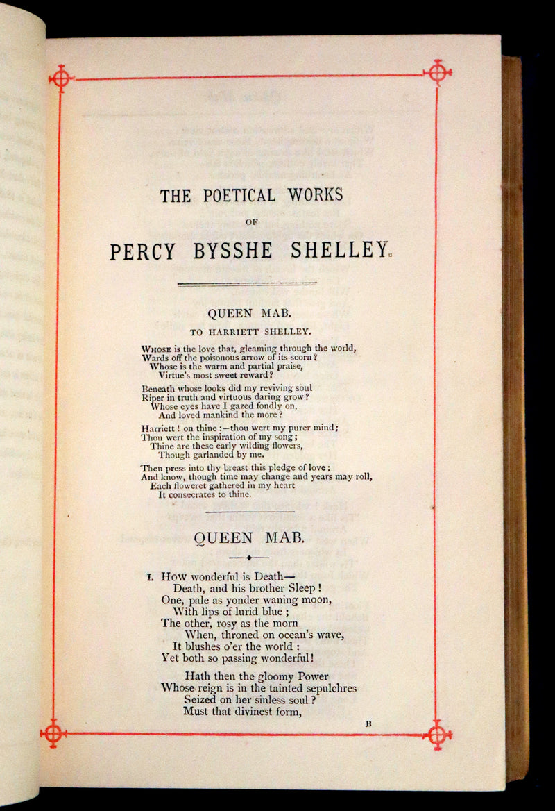 1880 Rare Victorian Book - The Poetical Works of Percy Bysshe Shelley. Illustrated.