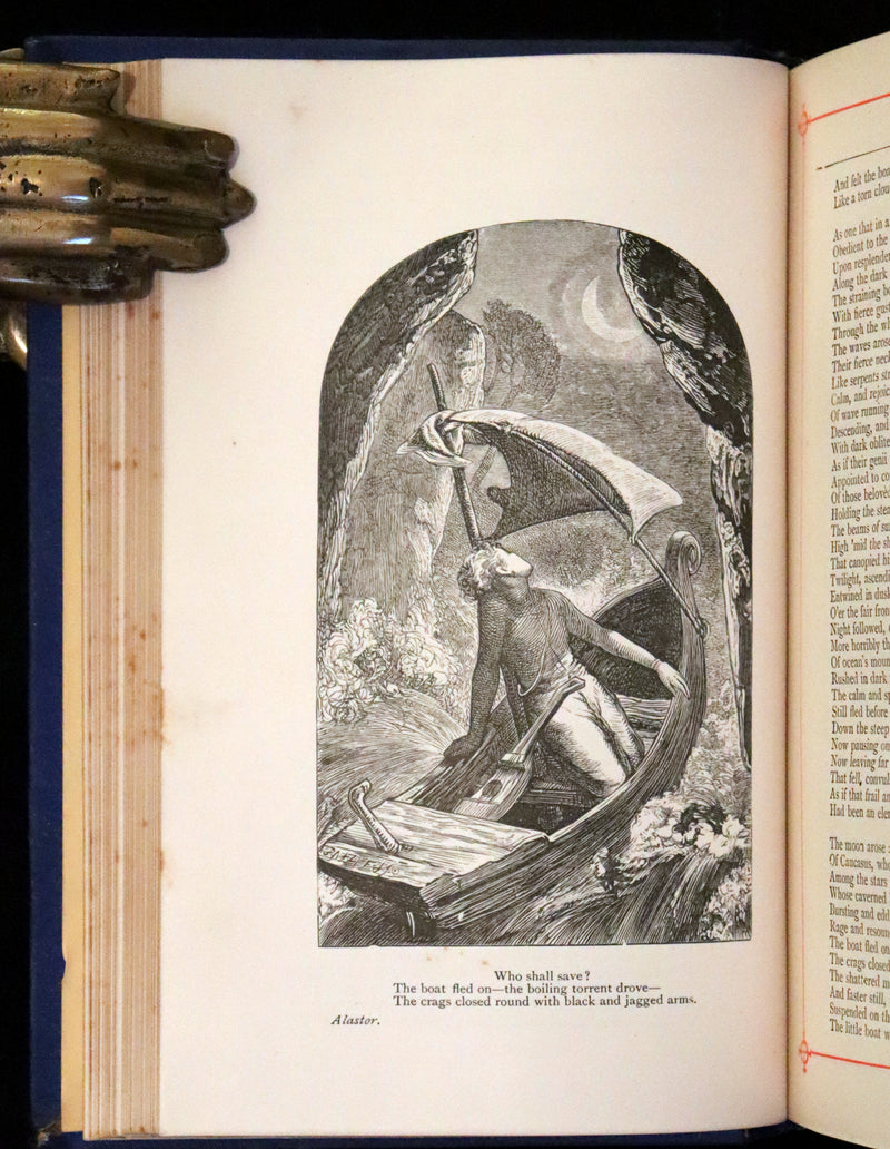 1880 Rare Victorian Book - The Poetical Works of Percy Bysshe Shelley. Illustrated.