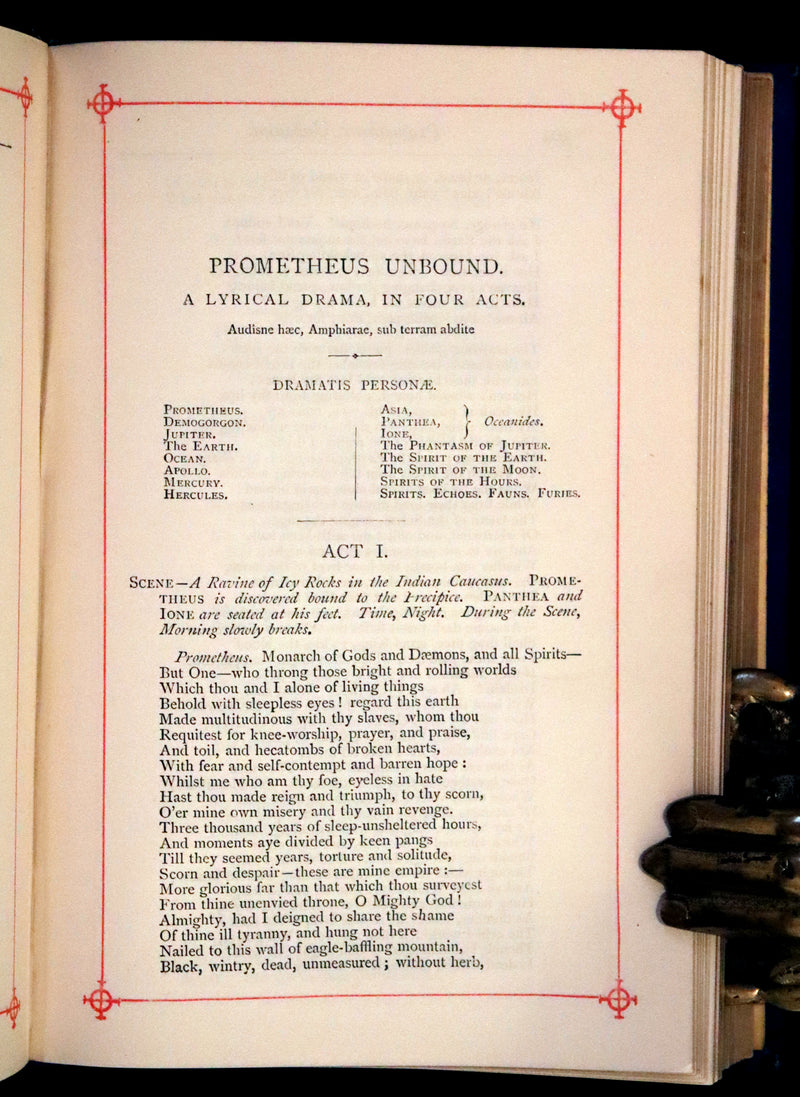 1880 Rare Victorian Book - The Poetical Works of Percy Bysshe Shelley. Illustrated.