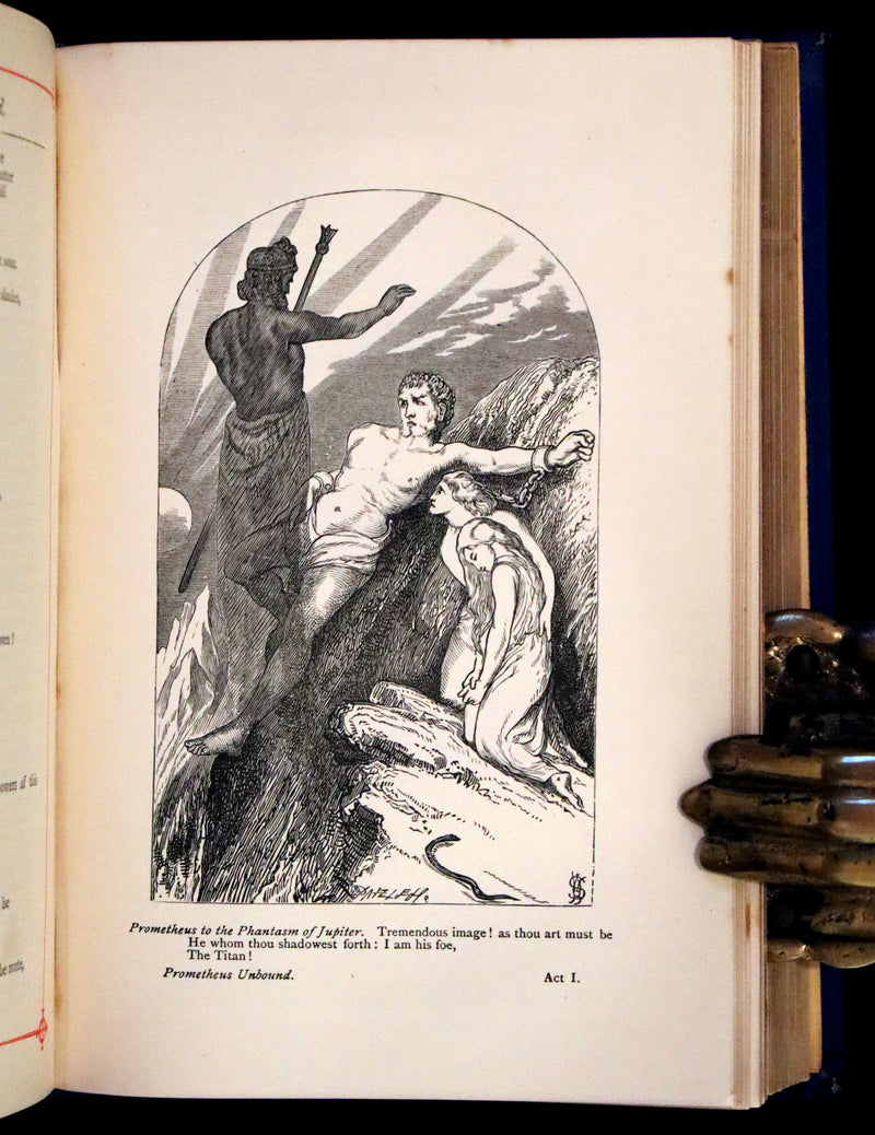 1880 Rare Victorian Book - The Poetical Works of Percy Bysshe Shelley. Illustrated.