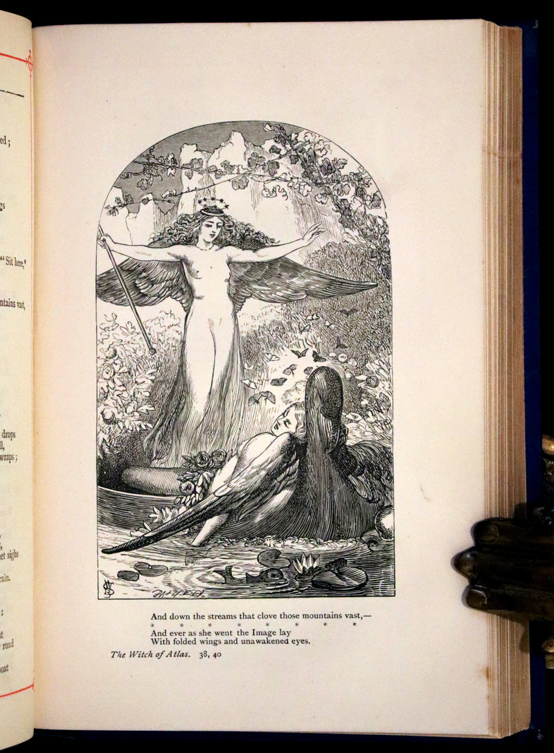 1880 Rare Victorian Book - The Poetical Works of Percy Bysshe Shelley. Illustrated.