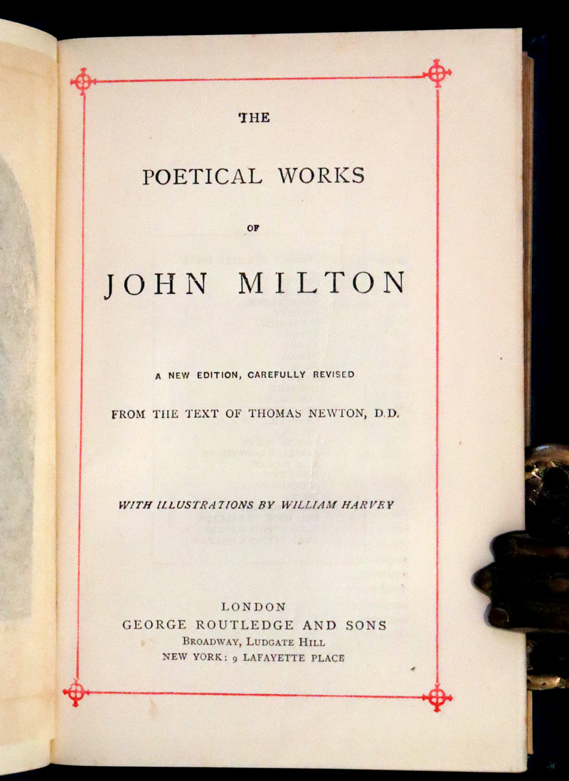 1880 Rare Victorian Book - The Poetical Works of John Milton. Illustrated.