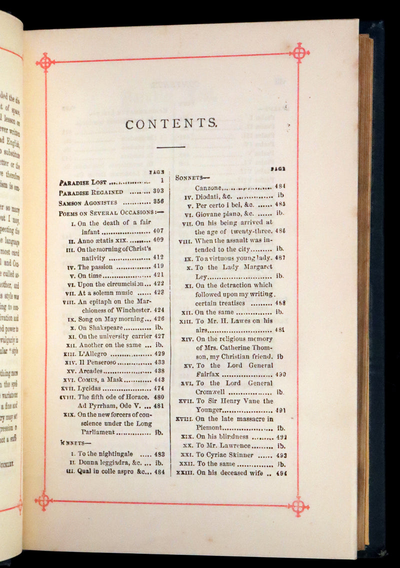 1880 Rare Victorian Book - The Poetical Works of John Milton. Illustrated.