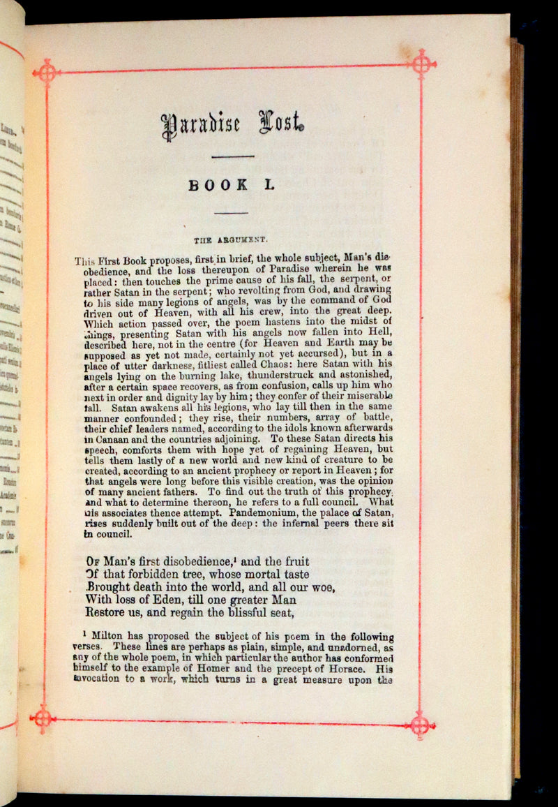 1880 Rare Victorian Book - The Poetical Works of John Milton. Illustrated.