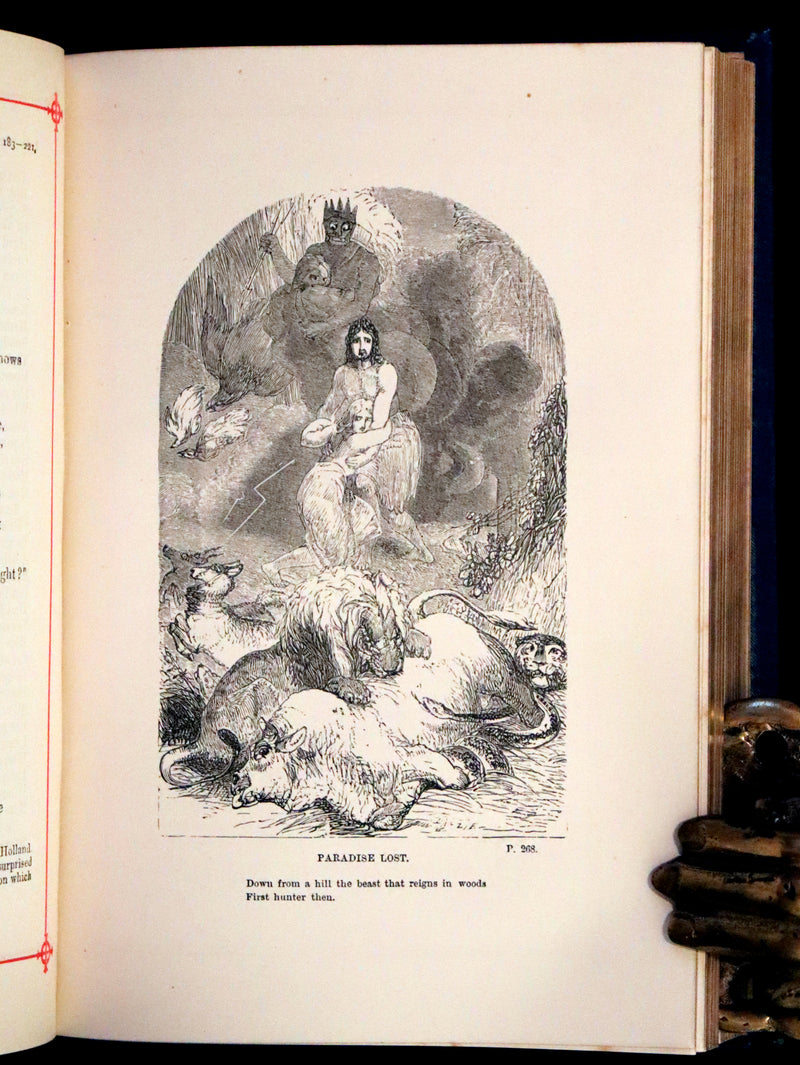 1880 Rare Victorian Book - The Poetical Works of John Milton. Illustrated.