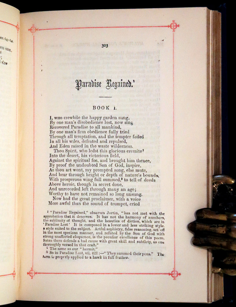 1880 Rare Victorian Book - The Poetical Works of John Milton. Illustrated.