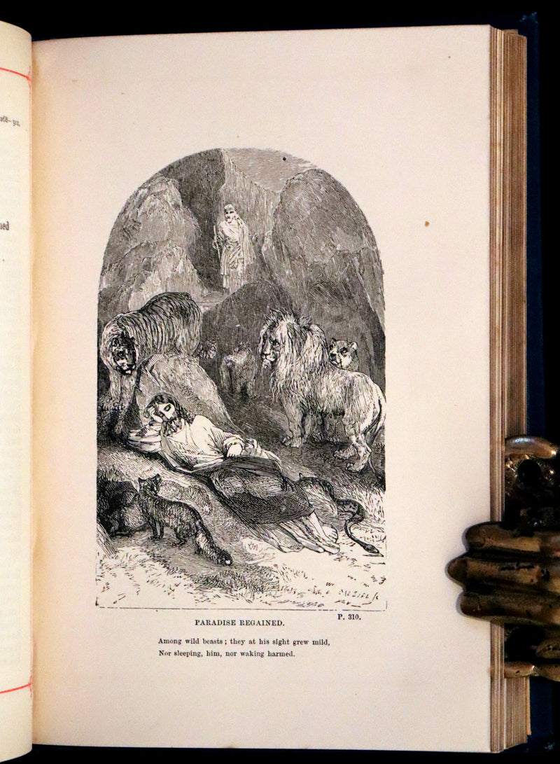 1880 Rare Victorian Book - The Poetical Works of John Milton. Illustrated.