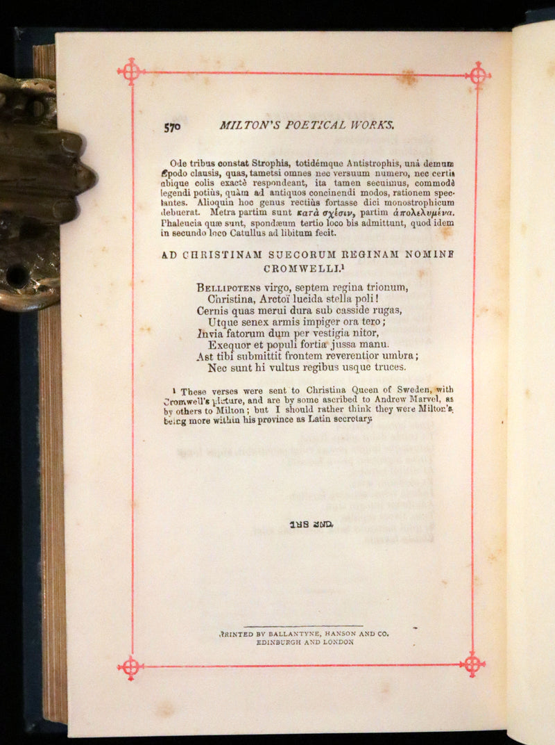 1880 Rare Victorian Book - The Poetical Works of John Milton. Illustrated.
