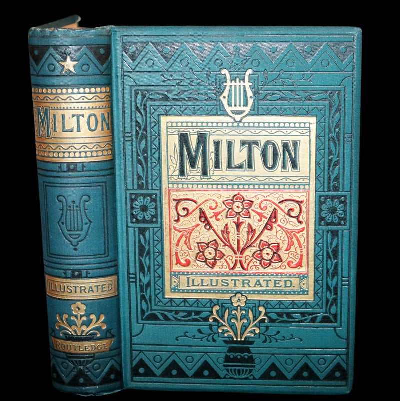 1880 Rare Victorian Book - The Poetical Works of John Milton. Illustrated.