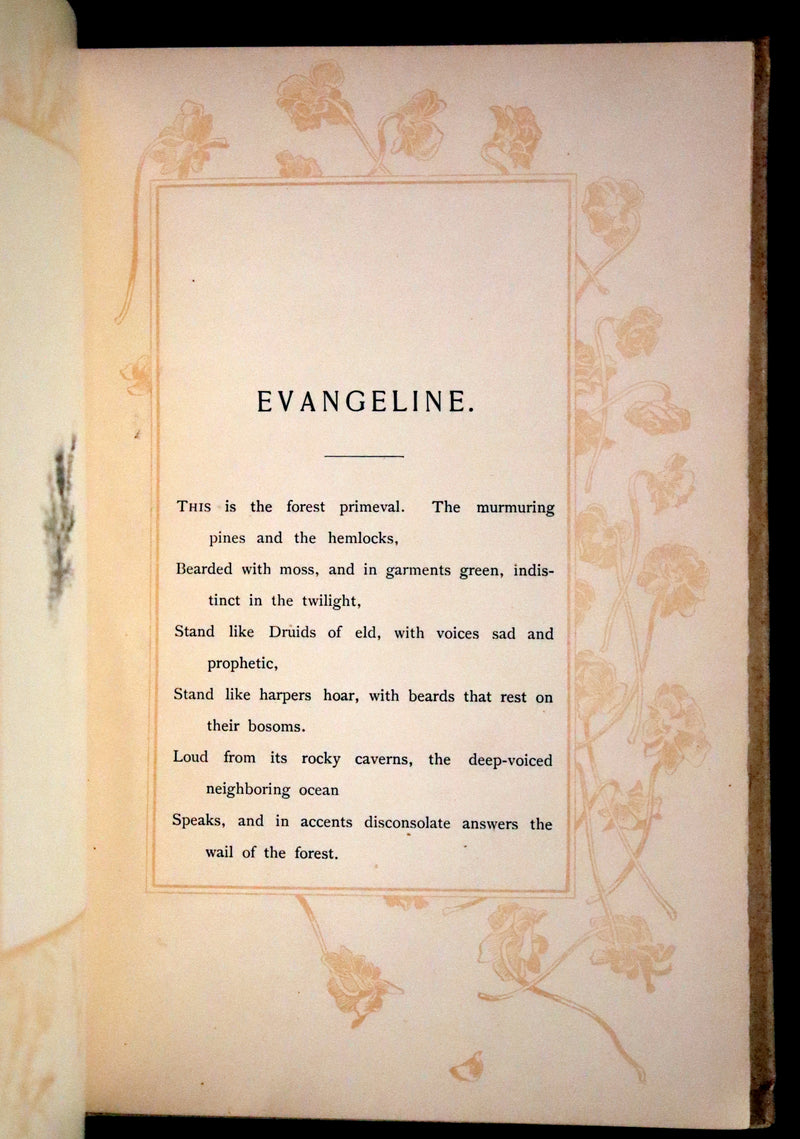 1893 Rare Victorian Book - Evangeline, A tale of Acadie by Henry Wadsworth Longfellow. Illustrated.