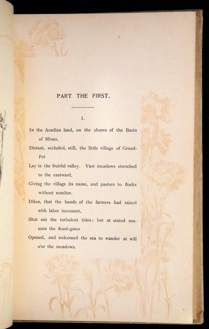 1893 Rare Victorian Book - Evangeline, A tale of Acadie by Henry Wadsworth Longfellow. Illustrated.