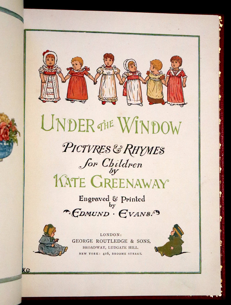 1878 First Edition bound by Sangorski - Under the Window. Pictures & Rhymes for Children by Kate Greenaway.