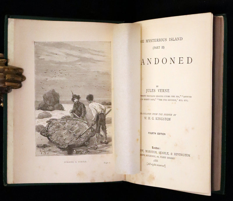1886 Rare Books - Abandoned (The Mysterious Island) by Jules Verne. Illustrated.
