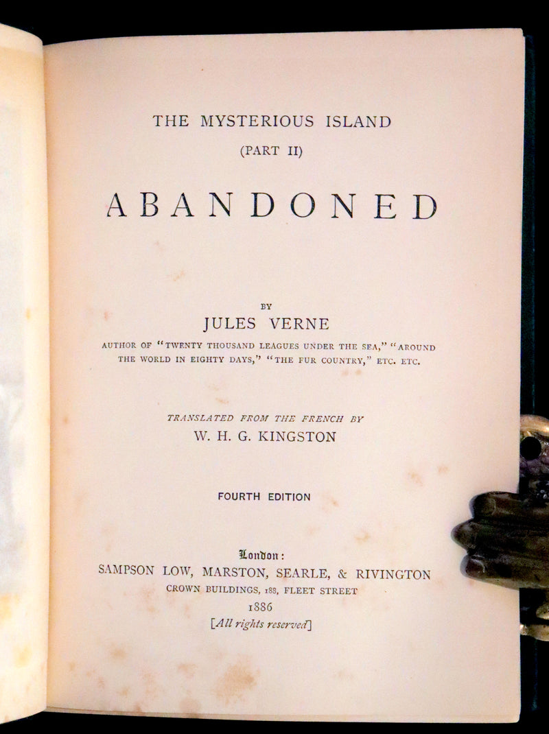 1886 Rare Books - Abandoned (The Mysterious Island) by Jules Verne. Illustrated.