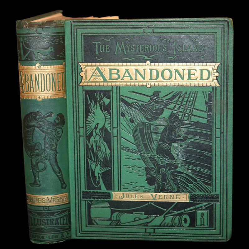 1886 Rare Books - Abandoned (The Mysterious Island) by Jules Verne. Illustrated.
