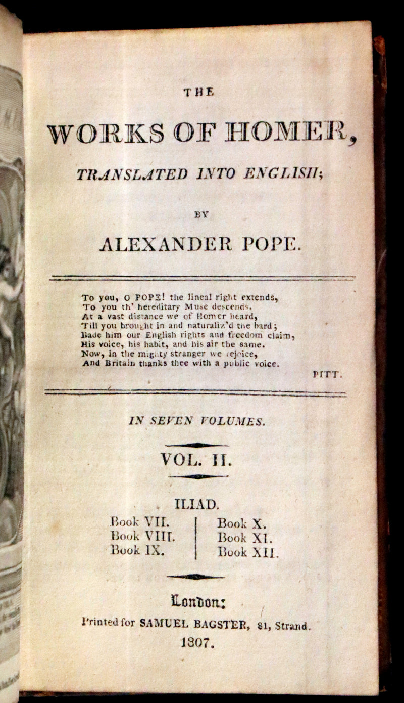 1807 Scarce Complete Book Set - The Odyssey and Iliad by Homer. Illustrations and Maps.