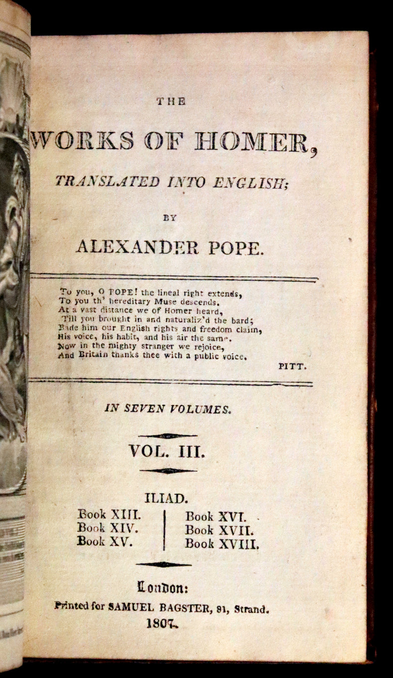 1807 Scarce Complete Book Set - The Odyssey and Iliad by Homer. Illustrations and Maps.