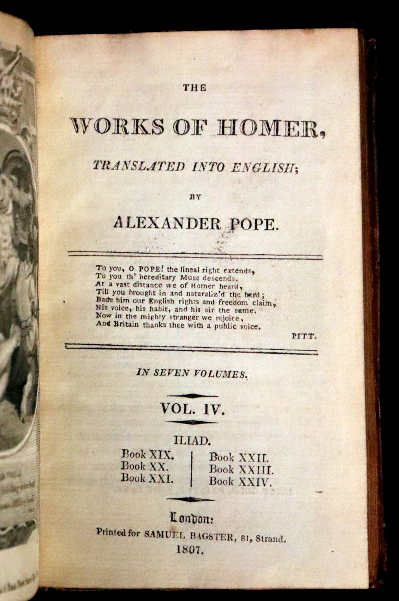 1807 Scarce Complete Book Set - The Odyssey and Iliad by Homer. Illustrations and Maps.