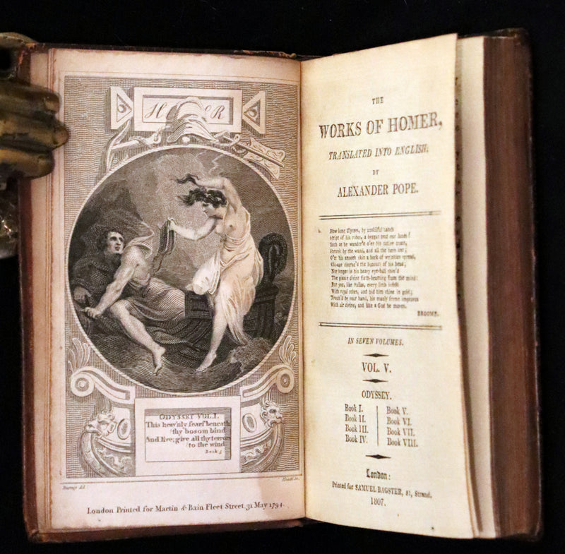 1807 Scarce Complete Book Set - The Odyssey and Iliad by Homer. Illustrations and Maps.