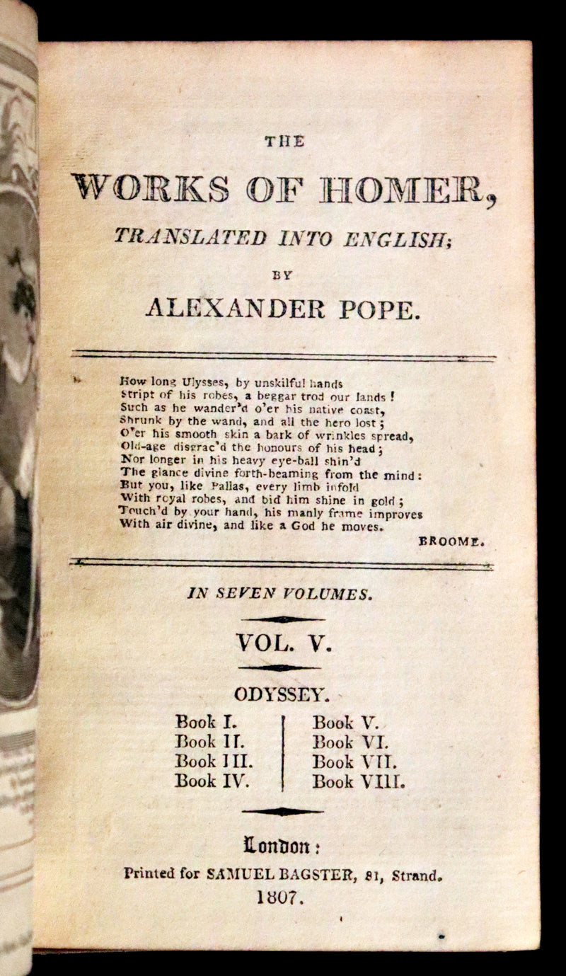 1807 Scarce Complete Book Set - The Odyssey and Iliad by Homer. Illustrations and Maps.