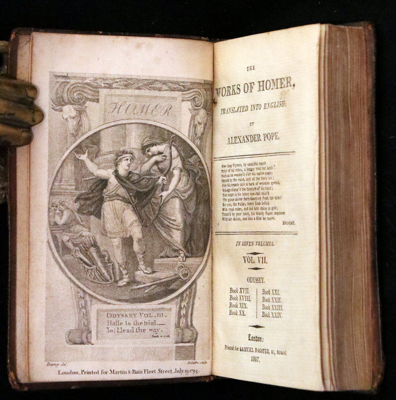1807 Scarce Complete Book Set - The Odyssey and Iliad by Homer. Illustrations and Maps.