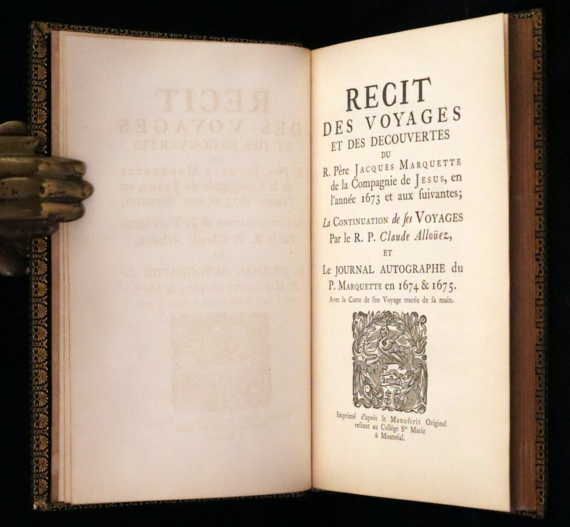 1855 Scarce French Edition - Travels and Discoveries of Father Marquette in 1673. Michigan and Mississippi.