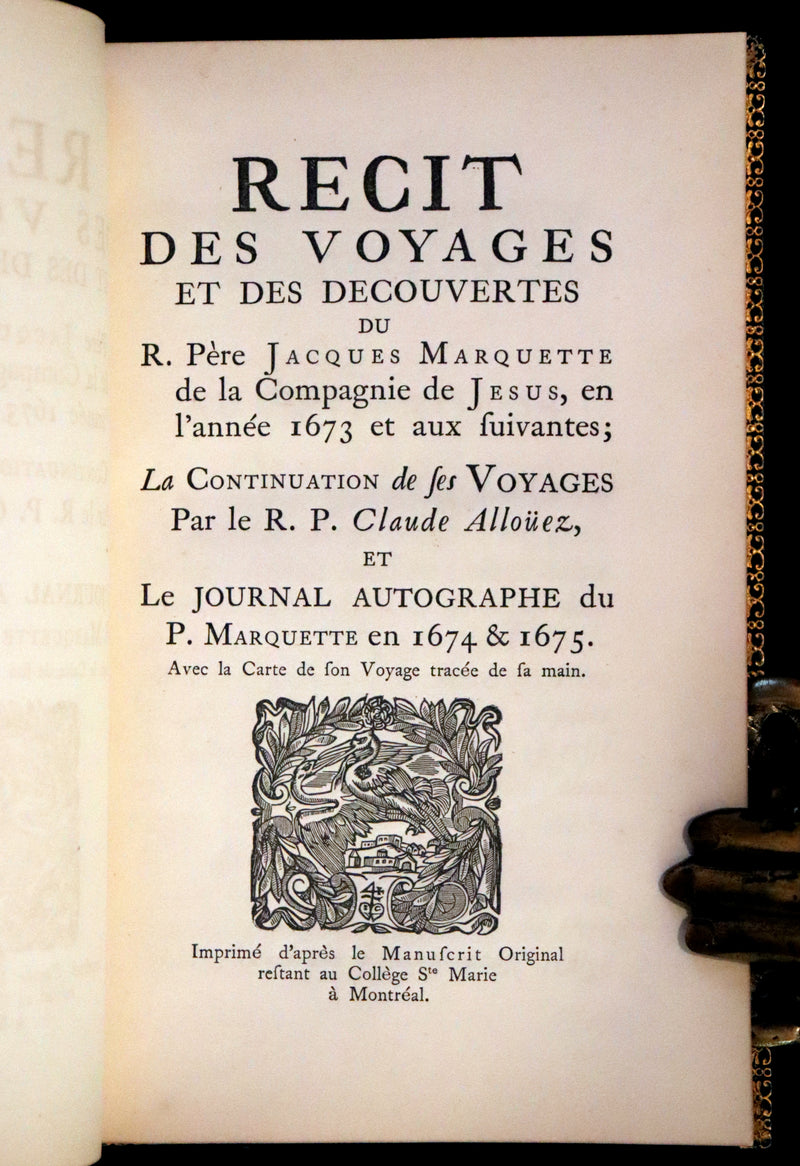 1855 Scarce French Edition - Travels and Discoveries of Father Marquette in 1673. Michigan and Mississippi.