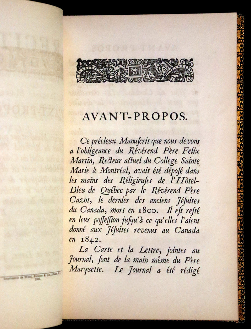 1855 Scarce French Edition - Travels and Discoveries of Father Marquette in 1673. Michigan and Mississippi.