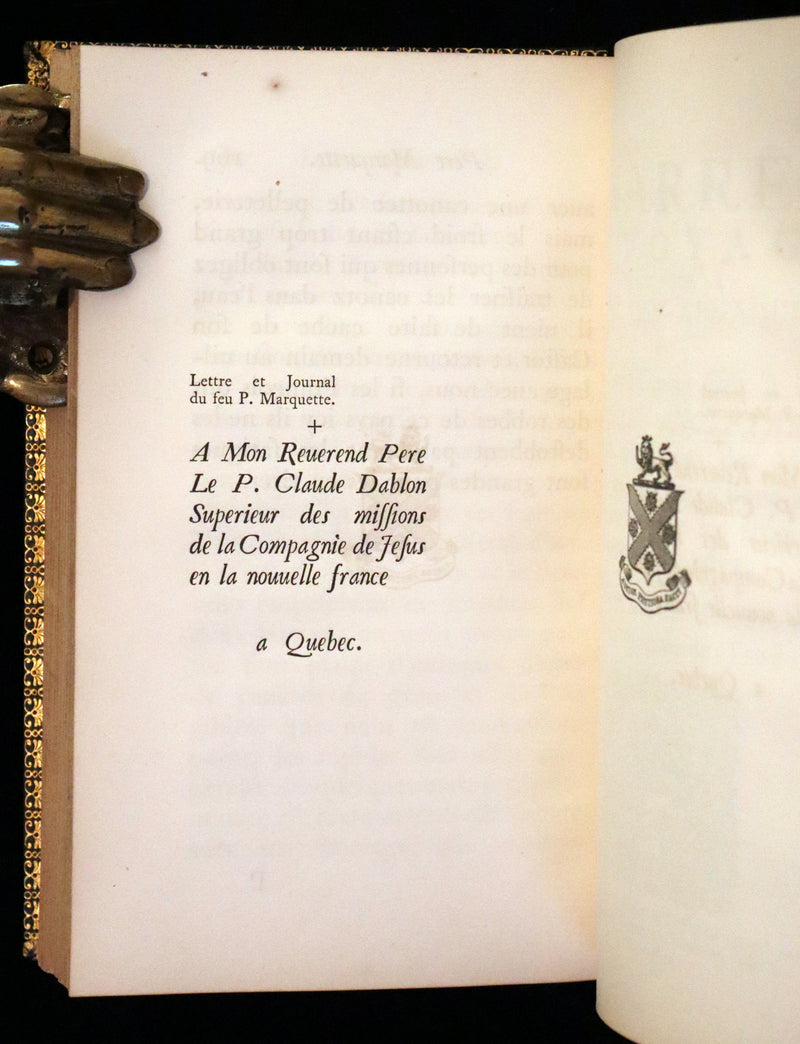 1855 Scarce French Edition - Travels and Discoveries of Father Marquette in 1673. Michigan and Mississippi.