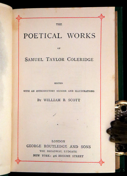 1880 Rare Victorian Book - The Poetical Works of Samuel Taylor Coleridge. Illustrated.