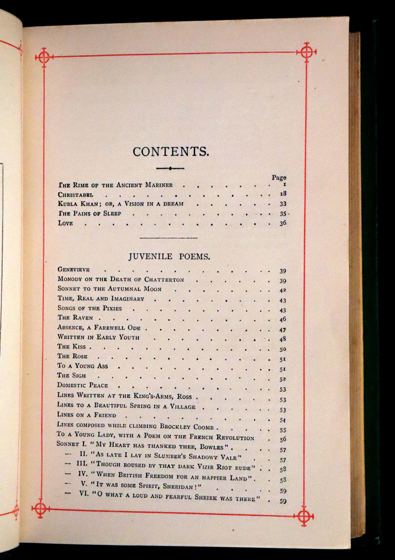 1880 Rare Victorian Book - The Poetical Works of Samuel Taylor Coleridge. Illustrated.