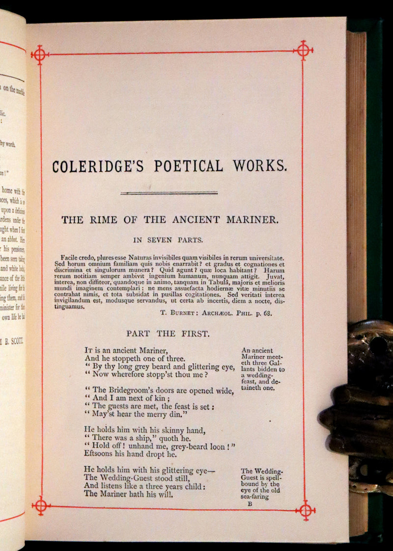 1880 Rare Victorian Book - The Poetical Works of Samuel Taylor Coleridge. Illustrated.