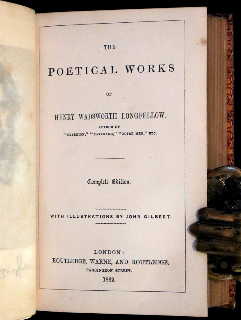 1862 Rare Victorian Book - The Poetical Works of Longfellow Illustrated by Sir John Gilbert.