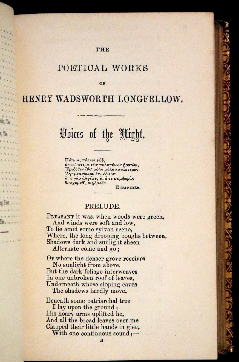 1862 Rare Victorian Book - The Poetical Works of Longfellow Illustrated by Sir John Gilbert.