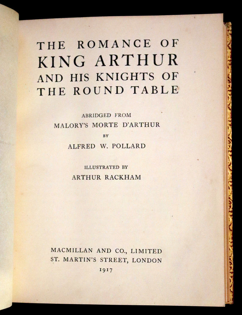 1917 Rare First Edition bound by Bayntun - The Romance of King Arthur illustrated by Arthur Rackham.