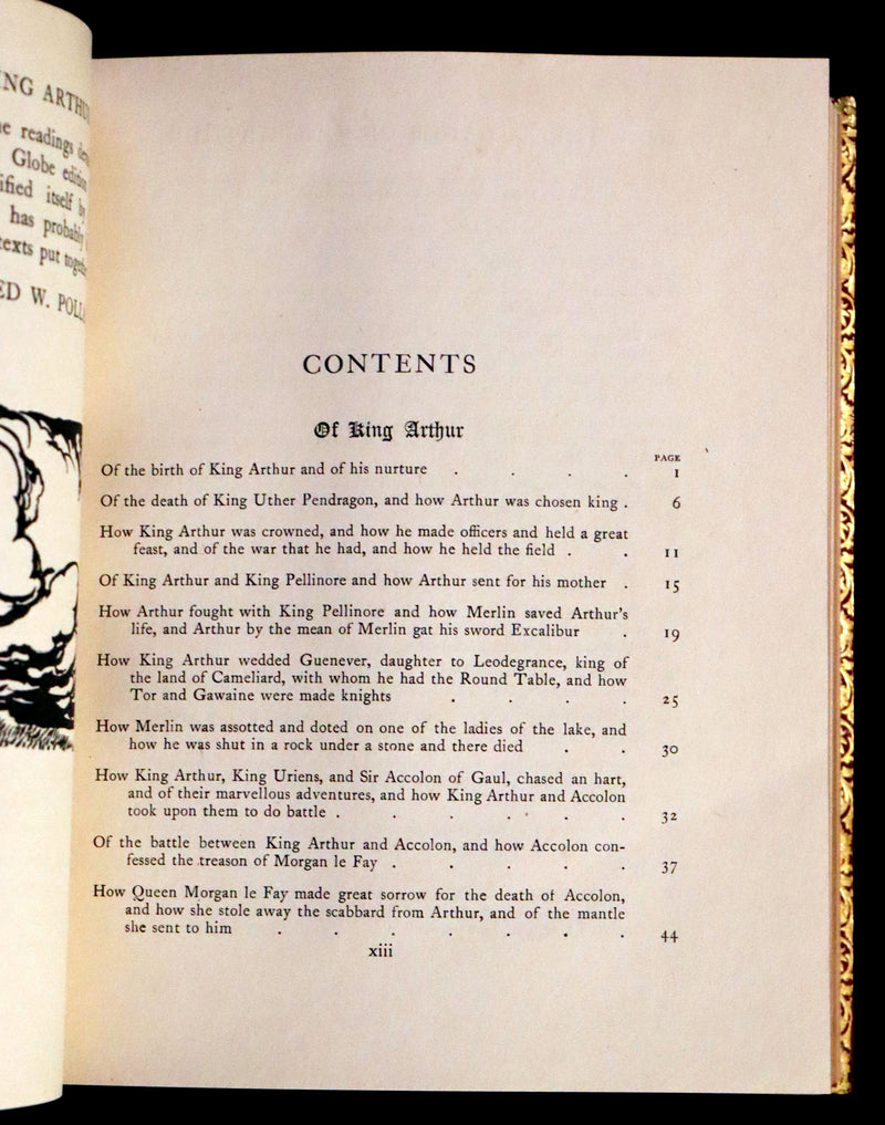 1917 Rare First Edition bound by Bayntun - The Romance of King Arthur illustrated by Arthur Rackham.