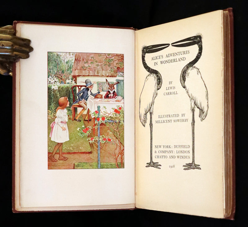 1908 Rare Book - Alice's Adventures in Wonderland Illustrated by Amy Millicent Sowerby. 1st US Edition.