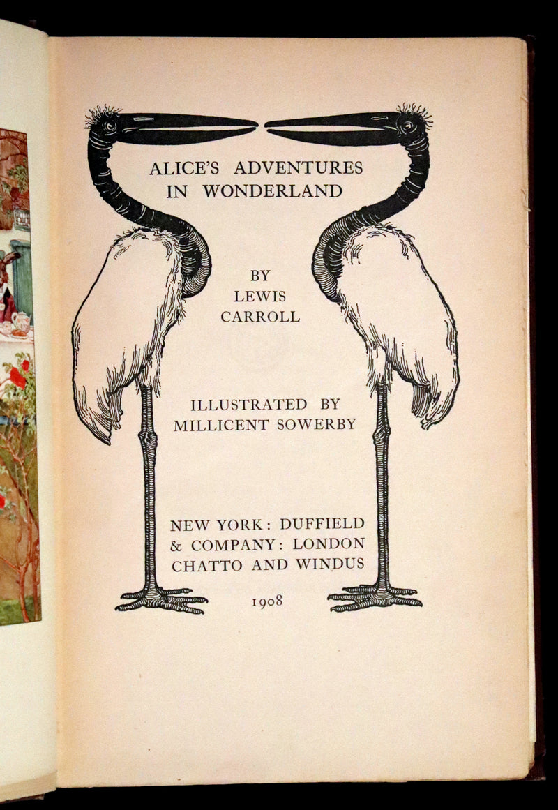 1908 Rare Book - Alice's Adventures in Wonderland Illustrated by Amy Millicent Sowerby. 1st US Edition.