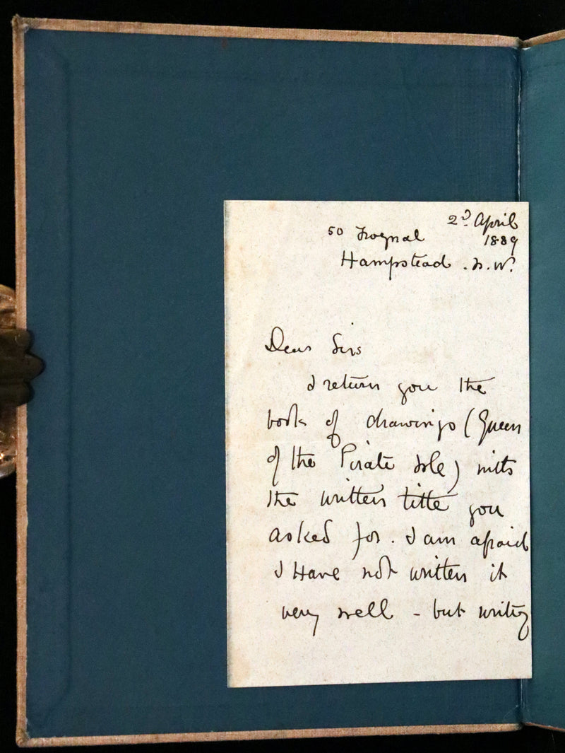 1886 Rare First Edition - The Queen of the Pirate Isle with an autograph letter signed by Kate Greenaway.