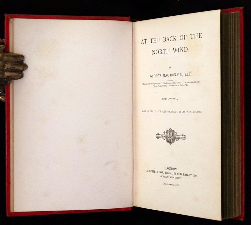 1890 Scarce Edition - At The Back of The North Wind Illustrated by Arthur Hughes.
