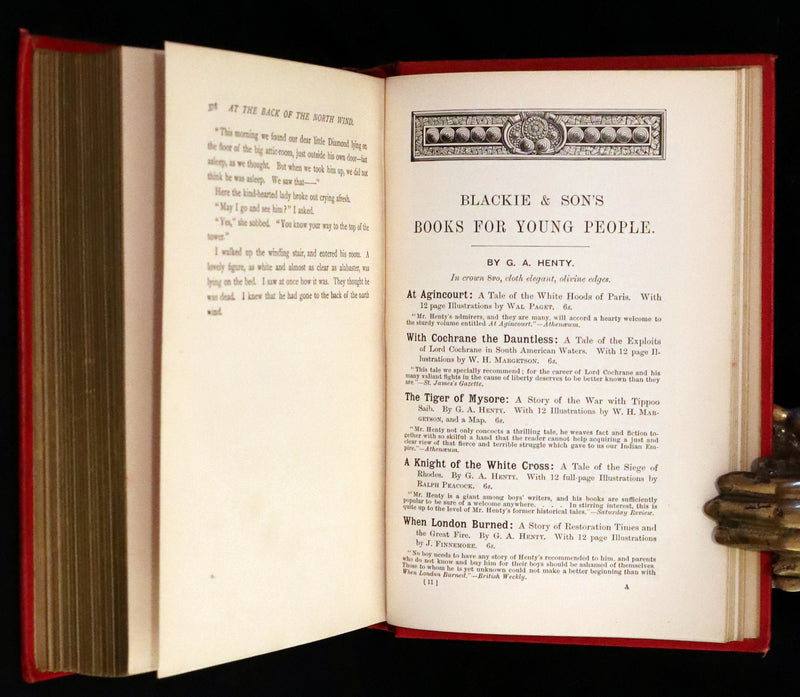 1890 Scarce Edition - At The Back of The North Wind Illustrated by Arthur Hughes.