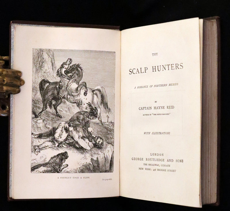 1880 Rare Book - The Scalp Hunters, adventure novel set in Northern Mexico by Captain Mayne Reid.