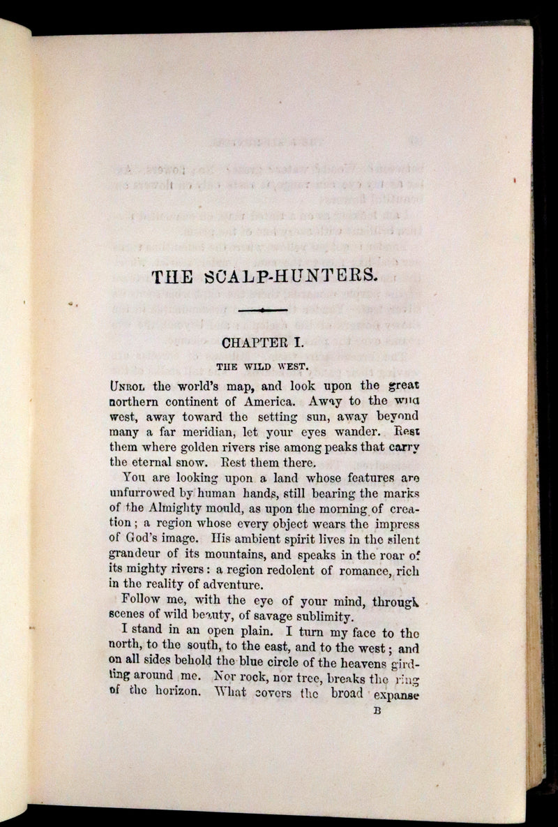 1880 Rare Book - The Scalp Hunters, adventure novel set in Northern Mexico by Captain Mayne Reid.