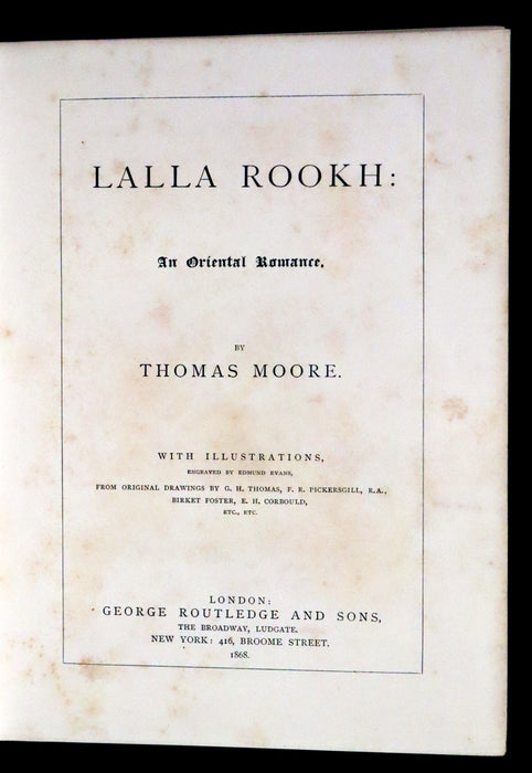 1868 Rare Book - Lalla Rookh an Oriental Romance by Thomas Moore illustrated.