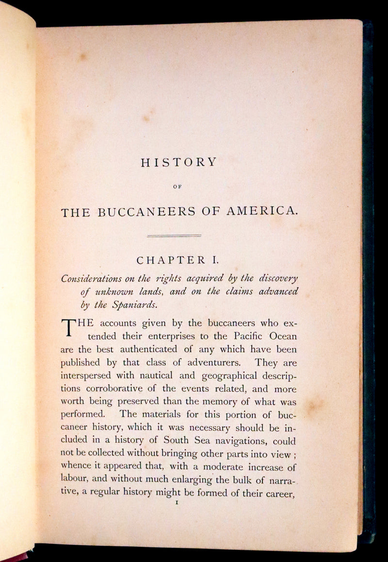 1891 Rare Book - Pirates, The History Of The Buccaneers Of America by James Burney, F.R.S.