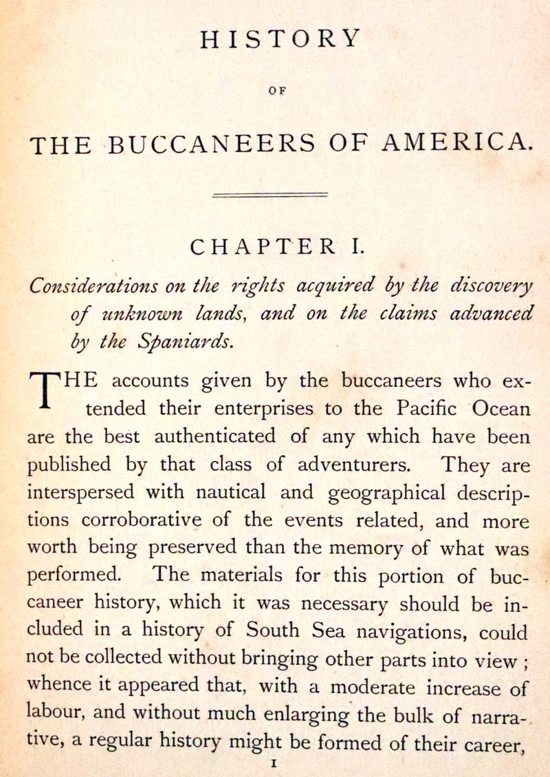 1891 Rare Book - Pirates, The History Of The Buccaneers Of America by James Burney, F.R.S.